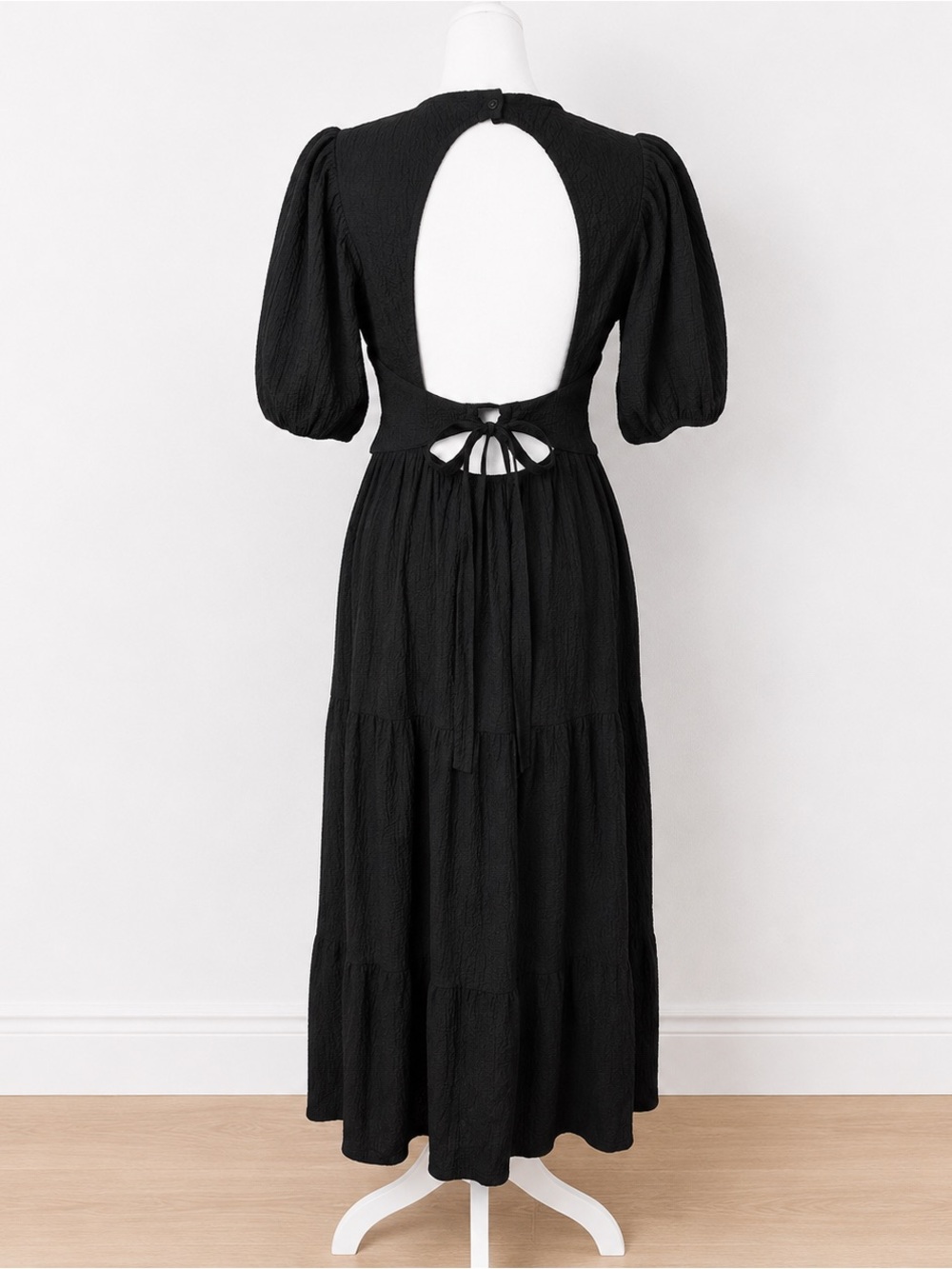 Desigual Black Open Back Midi Dress NWT Size M Statement $200 Retail - Picture 2 of 8